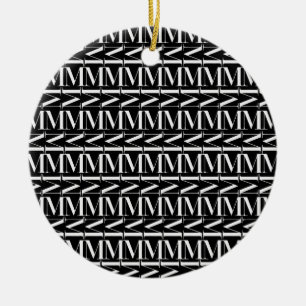 Monogram Initial Letter M Ceramic Ornament