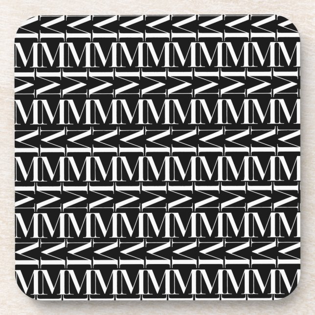 Monogram Initial Letter M Drink Coaster (Front)