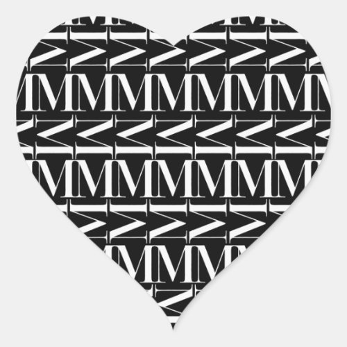 Monogram Initial Letter M Heart Sticker