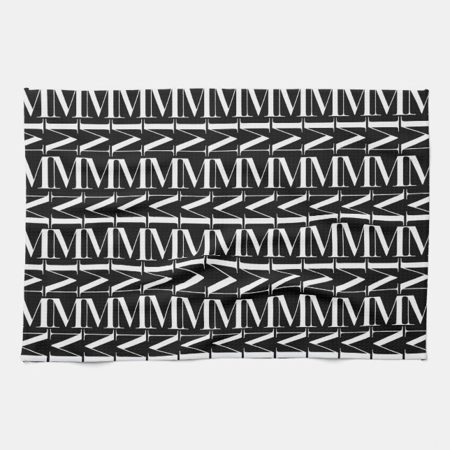 Monogram Initial Letter M Kitchen Towel (Horizontal)