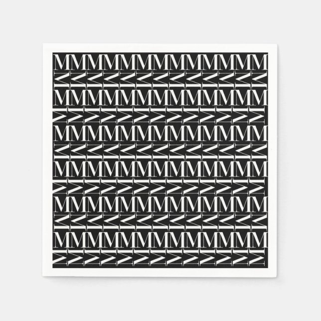 Monogram Initial Letter M Paper Napkins (Front)