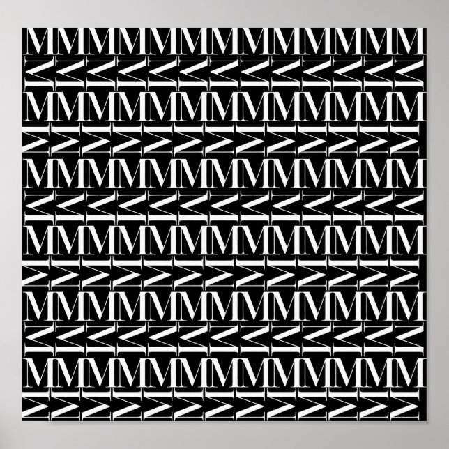Monogram Initial Letter M Poster (Front)