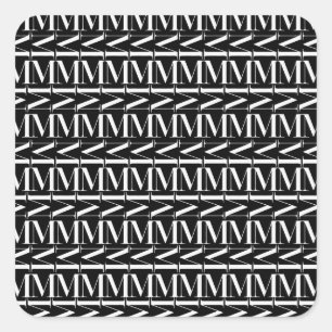Monogram Initial Letter M Square Sticker