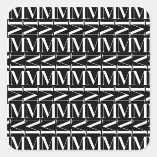 Monogram Initial Letter M Square Sticker