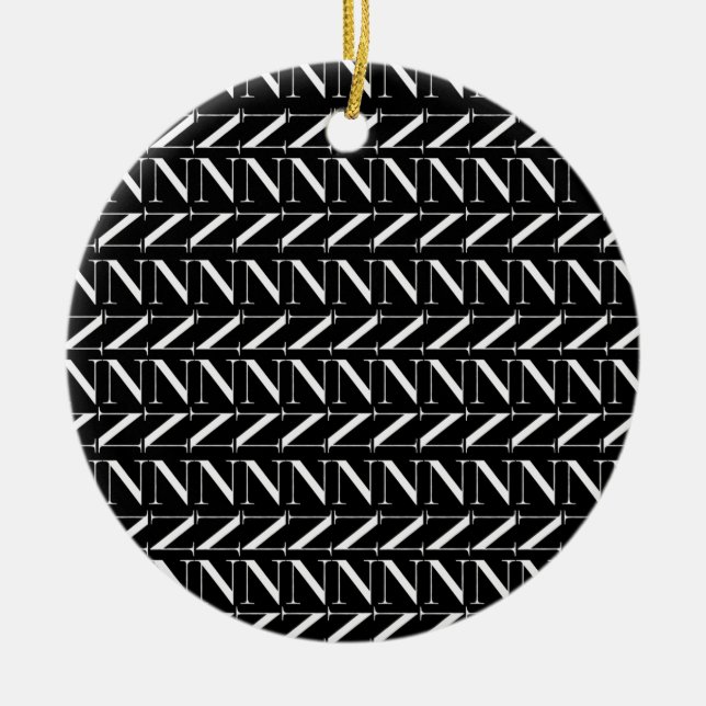 Monogram Initial Letter N Ceramic Ornament (Front)