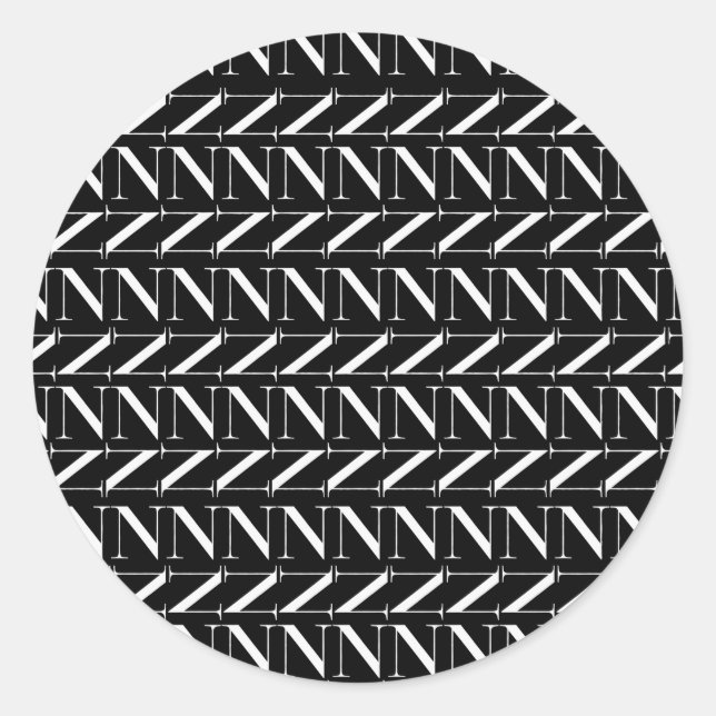 Monogram Initial Letter N Classic Round Sticker (Front)