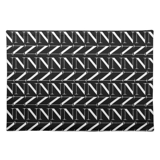 Monogram Initial Letter N Cloth Placemat (Front)