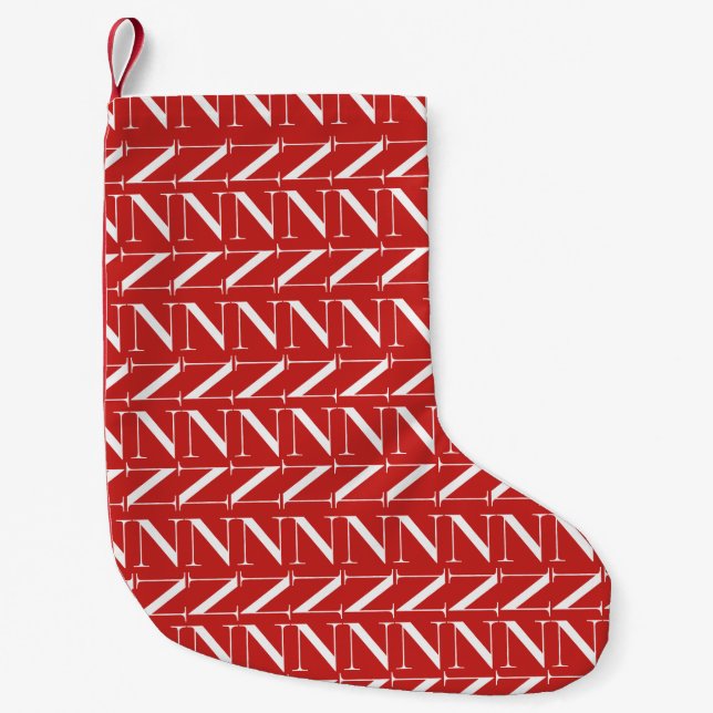 Monogram Initial Letter N Small Christmas Stocking (Front)