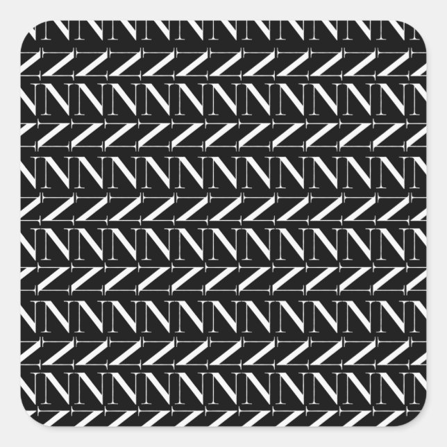 Monogram Initial Letter N Square Sticker (Front)