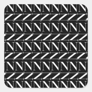 Monogram Initial Letter N Square Sticker