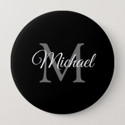 Monogram Initial Letter Name Black Template Huge Button