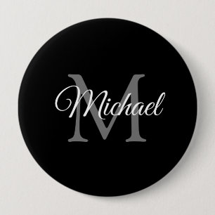 Monogram Initial Letter Name Black Template Huge Button