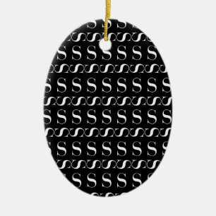 Monogram Initial Letter S Ceramic Ornament