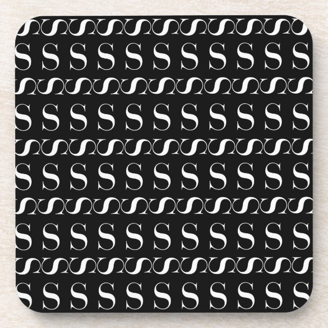 Monogram Initial Letter S Drink Coaster (Front)