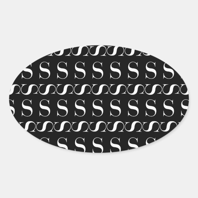 Monogram Initial Letter S Oval Sticker (Front)