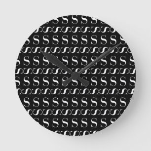 Monogram Initial Letter S Round Clock
