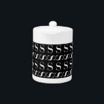 Monogram Initial Letter S Teapot<br><div class="desc">Trendy,  elegant pattern formed with monogram initials. Custom abstract pattern of the initial letter S in white. Choose your background color.</div>