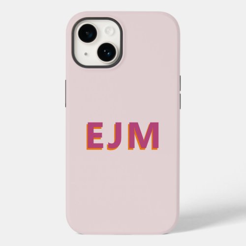 Monogram Initial Letter Simple Blush Pink Modern Case_Mate iPhone 14 Case