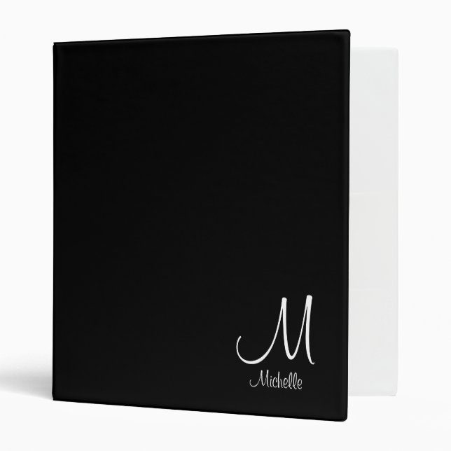 Monogram Initial Letter Template Elegant Script 3 Ring Binder (Front/Inside)