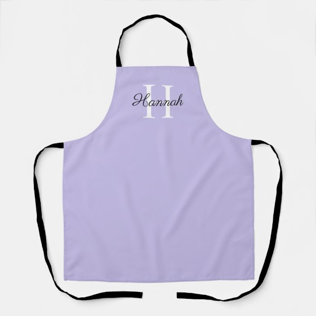 Monogram Initial Letter with Name Lavender Apron (Front)