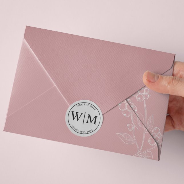 Monogram Initial Letters For Save The Date Classic Round Sticker (Creator Uploaded)