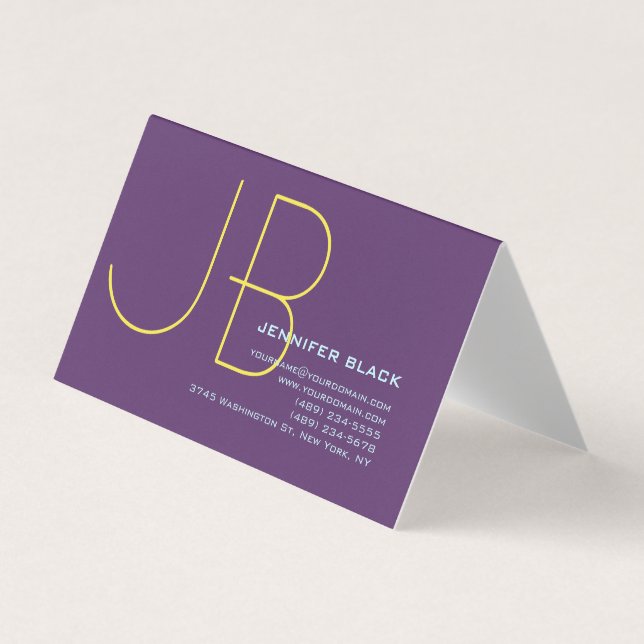 Monogram Initial Letters Indigo Minimalist Modern Business Card (Front)