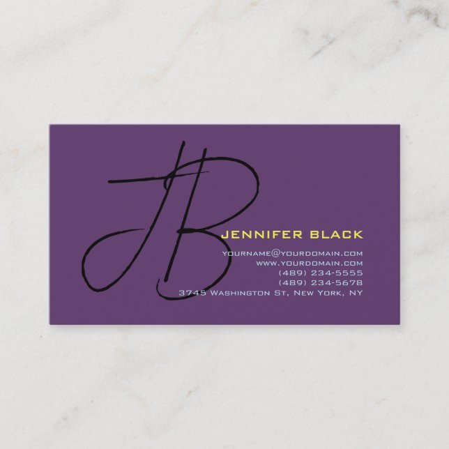 Monogram Initial Letters Indigo Minimalist Modern Business Card (Front)