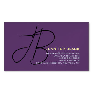 Monogram Initial Letters Indigo Minimalist Modern Business Card Magnet