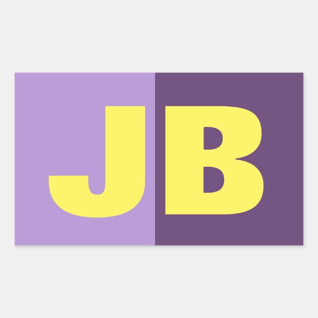 Monogram Initial Letters Indigo Yellow Minimalist Rectangular Sticker (Front)