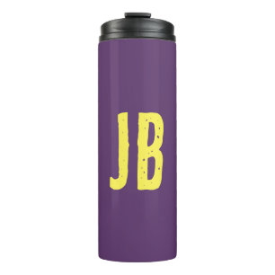 Monogram Initial Letters Indigo Yellow Minimalist Thermal Tumbler