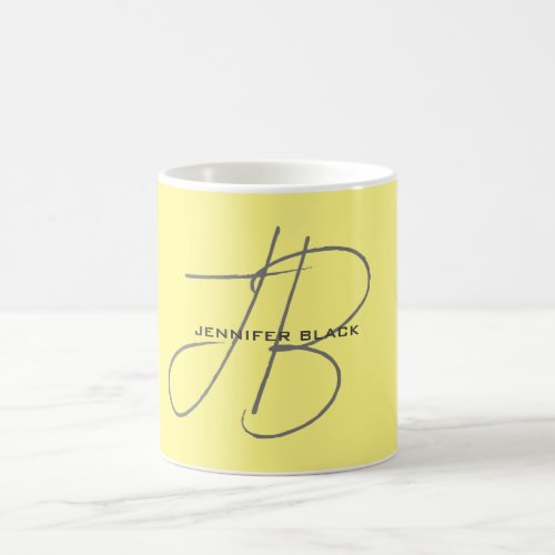 Monogram Initial Letters Light Yellow Modern Coffee Mug