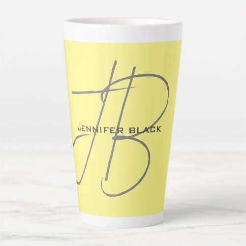 Monogram Initial Letters Light Yellow Modern Latte Mug