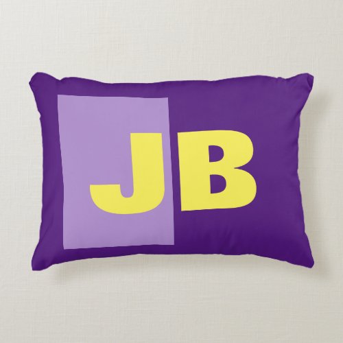 Monogram Initial Letters Purple Yellow Accent Pillow