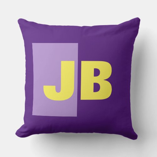 Monogram Initial Letters Purple Yellow Throw Pillow