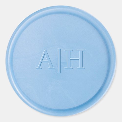 Monogram Initial Linen Blue Wax Seal Sticker