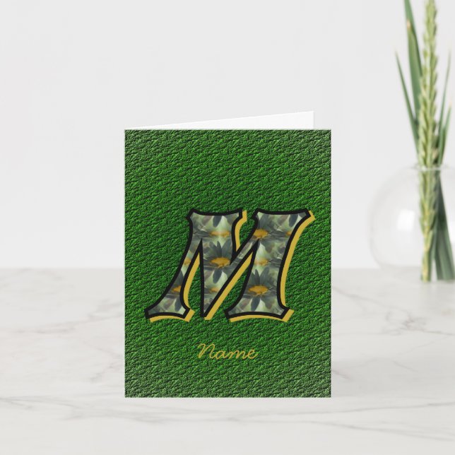 Monogram Initial M Daisies Art Personalized Note Card (Front)