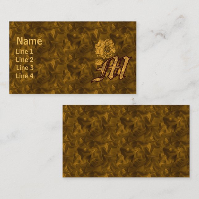 Monogram Initial M Elegant Gold Peony Flower Business Card (Front/Back)