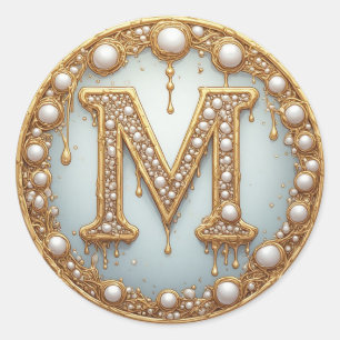 Monogram Initial M Gift For Girlfriend Classic Round Sticker