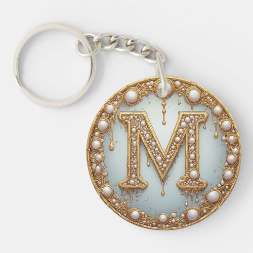 Monogram Initial M Gift For Girlfriend Keychain