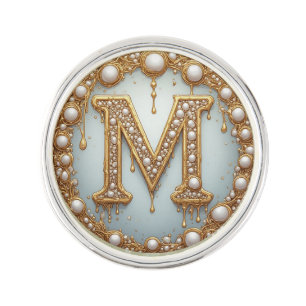 Monogram Initial M Gift For Girlfriend Lapel Pin