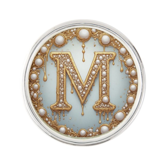 Monogram Initial M Gift For Girlfriend Lapel Pin (Front)
