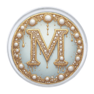 Monogram Initial M Gift For Girlfriend Silver Finish Lapel Pin