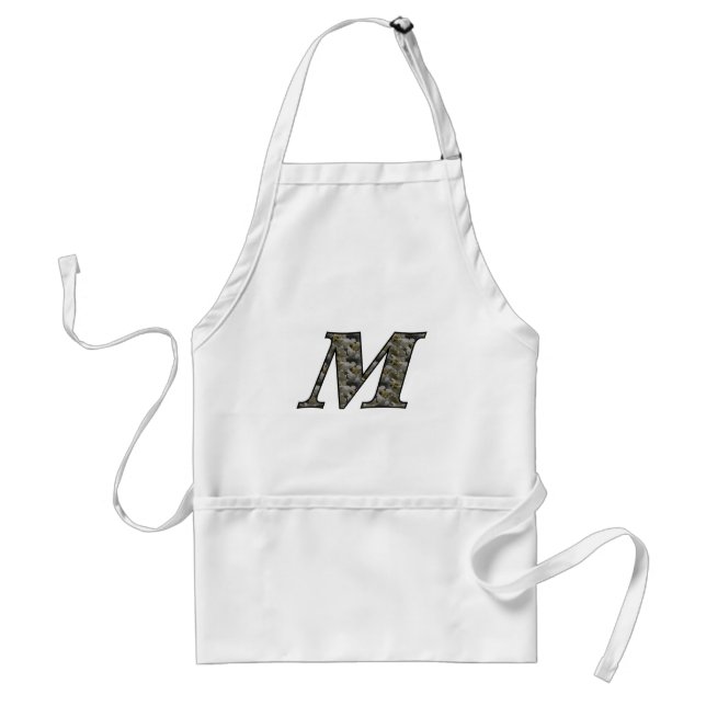 Monogram Initial M Hydrangea Flowers Adult Apron (Front)