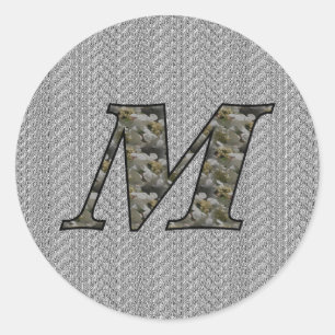 Monogram Initial M Hydrangea Flowers Classic Round Sticker