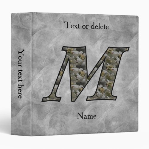 Monogram Initial M Hydrangea Flowers Personalized 3 Ring Binder