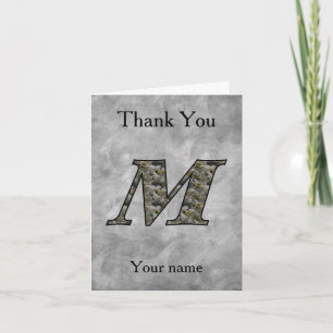 Monogram Initial M Hydrangea Flowers Personalized Thank You Card