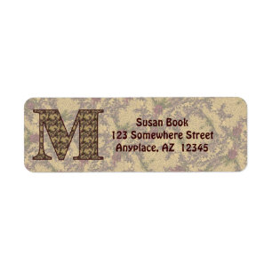 Monogram Initial M Vintage Floral Return Address Label