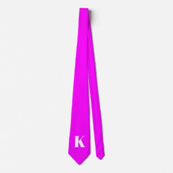Monogram Initial Magenta Neck Tie by HasCreations at Zazzle