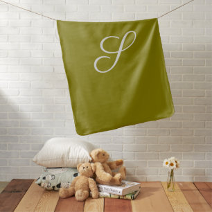 Monogram initial minimalist sage green  baby blanket