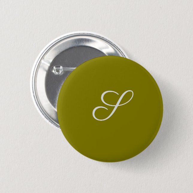 Monogram initial minimalist sage green  button (Front & Back)